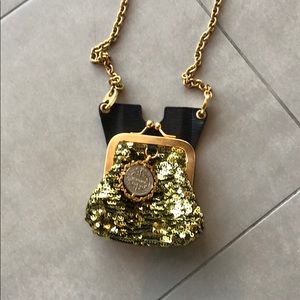 Sequin cell phone holder green gold black